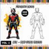 Coloring page featuring Ant-Man superheroes, promoting free coloring pages from artcoloringpage.com with 100 pages in the coloring book.