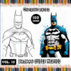 Batman coloring pages featuring both a black-and-white line art version and a colorful superhero illustration, from artcoloringpage.com, ideal for coloring book enthusiasts.