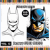 Batman coloring pages featuring two distinct styles: a line art version and a colorful illustration, from a coloring book.