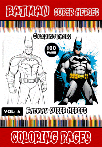 Batman coloring pages featuring a line art version and a colorful illustration, promoting free coloring pages at artcoloringpage.com.