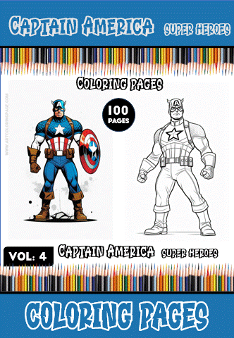 Coloring page featuring Captain America, showcasing a superhero design suitable for a coloring book. Available at artcoloringpage.com.