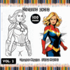 Coloring page featuring Captain Marvel, part of a coloring book with 100 pages from artcoloringpage.com, offering free coloring pages.