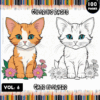 A colorful cover for a cats and flowers coloring book, featuring a ginger cat with flowers on the left and a white cat with a floral arrangement on the right. The title reads 'Cats Flowers Coloring Pages' in bold letters, prominently displayed. The design includes a border of colored pencils, indicating the book's creative theme.