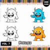 Coloring pages featuring cheerful monsters, ideal for kids, from artcoloringpage.com. Includes designs for a coloring book, Volume 7.