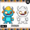 Bright illustrations of two playful monsters, featuring vibrant colors and details, promoting coloring pages from artcoloringpage.com.
