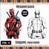 Deadpool coloring pages from artcoloringpage.com, featuring vibrant artwork and a black and white version for free coloring book activities.
