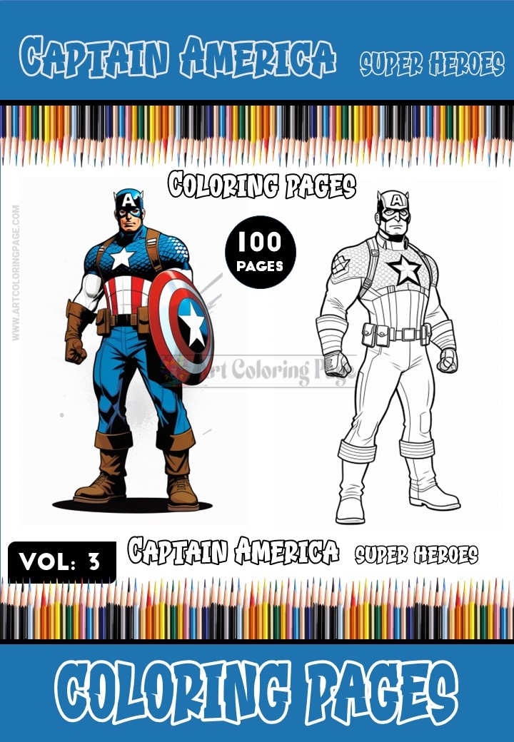 Immerse Yourself in Heroic Action with Captain America Coloring Images Vol3