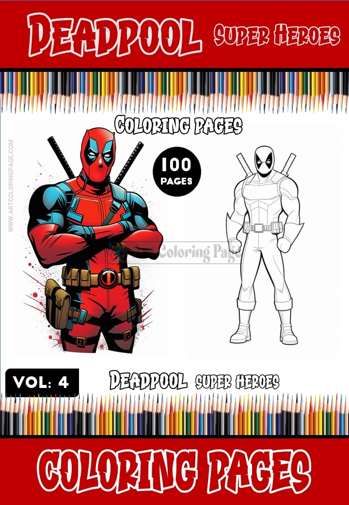 Dive into the world of superheroes with Deadpool Coloring Images Vol. 4
