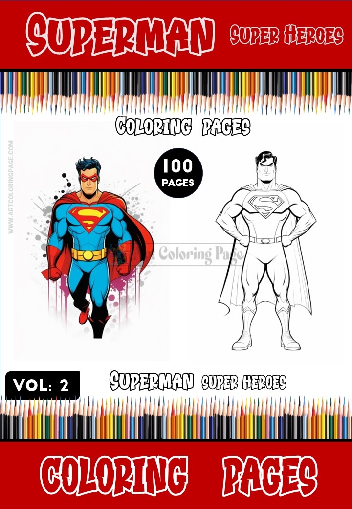 Dive into the Heroic World with Superman Coloring Pages PDF Vol 2