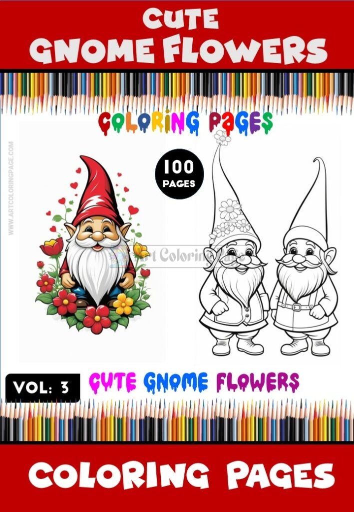 Complete your coloring skills with Gnome Flowers Coloring Pages PDF Vol 3!