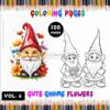 Embark on an Artistic Journey with Gnome Flowers Coloring Sheet Vol 6!