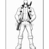Deadpool stands confidently with crossed arms, showcasing his muscular build and signature costume details, including belts and weapons.