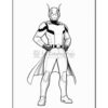 A superhero character in a sleek suit with antennas, standing confidently with hands on hips.