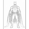 Batman stands confidently in a superhero pose, wearing his iconic grey suit and black cape, with a determined expression.