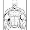 Batman stands confidently with his arms crossed, wearing his iconic cape and emblematic bat symbol on his chest.