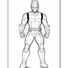 A superhero character in a muscular pose, wearing a costume with straps and boots, set against a plain background.