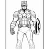 Captain America standing confidently with his shield, wearing his iconic costume featuring a star on his chest and a helmet.