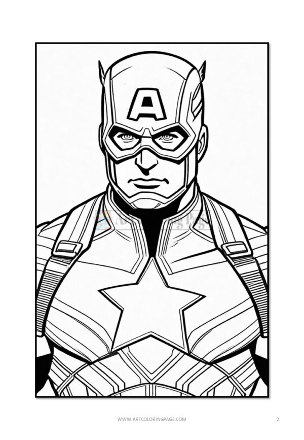 Captain America in his iconic costume, featuring a star emblem on his chest and a helmet with the letter "A" on it.