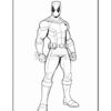 A line art illustration of a superhero in a costume, standing confidently with arms at his side.