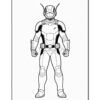 A superhero in a sleek, armored suit with antennae and a determined expression, ready for action.