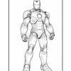 Iron Man in a detailed coloring page outline, showcasing his armored suit and iconic design elements.
