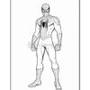 Spider-Man in a superhero pose, wearing his iconic red and blue suit with a web pattern.
