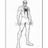Line art illustration of Spider-Man in his classic suit, featuring a web pattern and spider emblem on his chest.