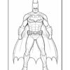 Batman in a classic pose, wearing his iconic suit and cape, ready for action against a blank background.