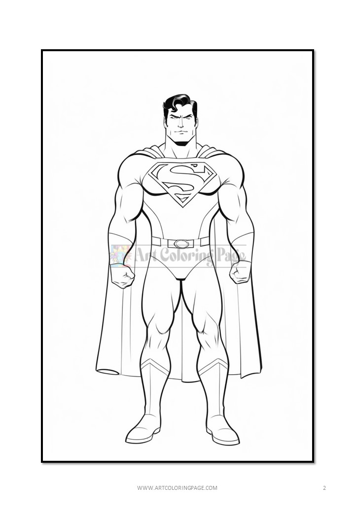 Superman standing confidently with hands on his hips, wearing his iconic cape and emblem on his chest.