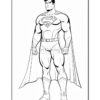 Superman stands confidently in his iconic pose, wearing his signature cape and suit with the Superman emblem on his chest.