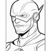 Line art illustration of The Flash, featuring his iconic mask and logo, ready for coloring.