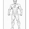 A muscular superhero with a lightning bolt emblem on his chest, dressed in a fitted suit and mask.