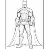 Black and gray outline of Batman in a heroic stance, wearing his iconic suit, cape, and cowl.