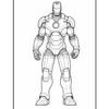 Iron Man stands in a heroic pose, wearing his suit with the iconic arc reactor on his chest, ready for action.
