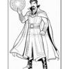 A superhero character in a long cloak, holding a magical artifact, representing Doctor Strange from Marvel Comics.