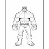 Line art of a muscular superhero character with green skin, wearing shorts and large gloves, resembling the Hulk.