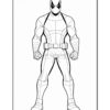 Line art illustration of a superhero with a mask and muscular build, striking a strong pose, ideal for coloring.