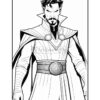 Doctor Strange stands confidently in his iconic cape and attire, displaying his mystical abilities.