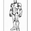 Iron Man stands in a heroic pose, showcasing his armored suit with detailed features.