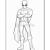 A superhero character in a mask and cape, standing confidently with arms crossed, features a utility belt and boots.
