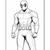 A muscular superhero in a black mask and red costume, posing confidently with clenched fists.