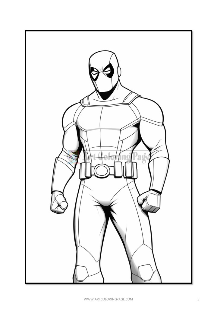 A muscular superhero in a black mask and red costume, posing confidently with clenched fists.