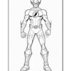 Flash in a dynamic superhero pose, showcasing his signature lightning bolt emblem and a muscular build.