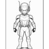 Ant-Man character depicted in a coloring page style, showing his distinct helmet and suit details.