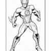 A muscular superhero in a winged helmet and lightning bolt emblem stands fiercely, resembling The Flash.