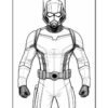 Ant-Man in a detailed superhero suit with a helmet, standing confidently with clenched fists.