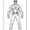 A line-art illustration of Captain America, wearing his iconic costume with a star emblem on his chest.