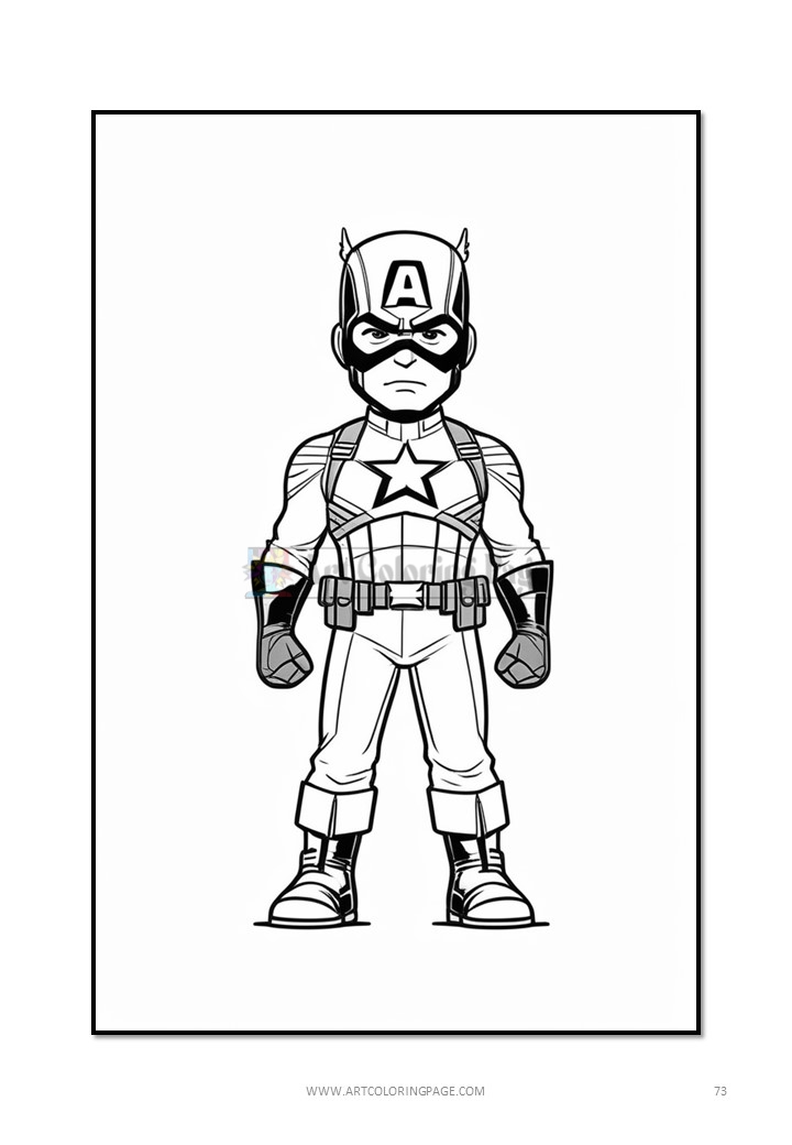 A superhero with a star on his chest, wearing a helmet and a suit, standing confidently with his fists clenched.