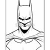 Line drawing of Batman with a serious expression, featuring his iconic cape and pointed cowl.