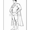 Superman stands confidently with his hands on his hips, wearing his classic costume and cape.